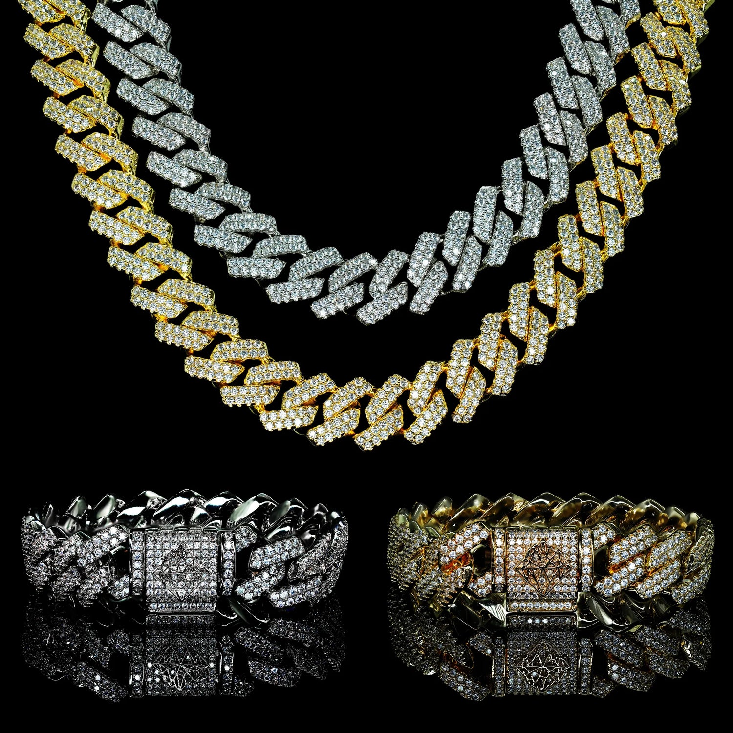 Pulsera o collar cubano Iced-Out | 14mm