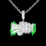 Colgante puño fluorescente con cadena | plata 925 | moissanita