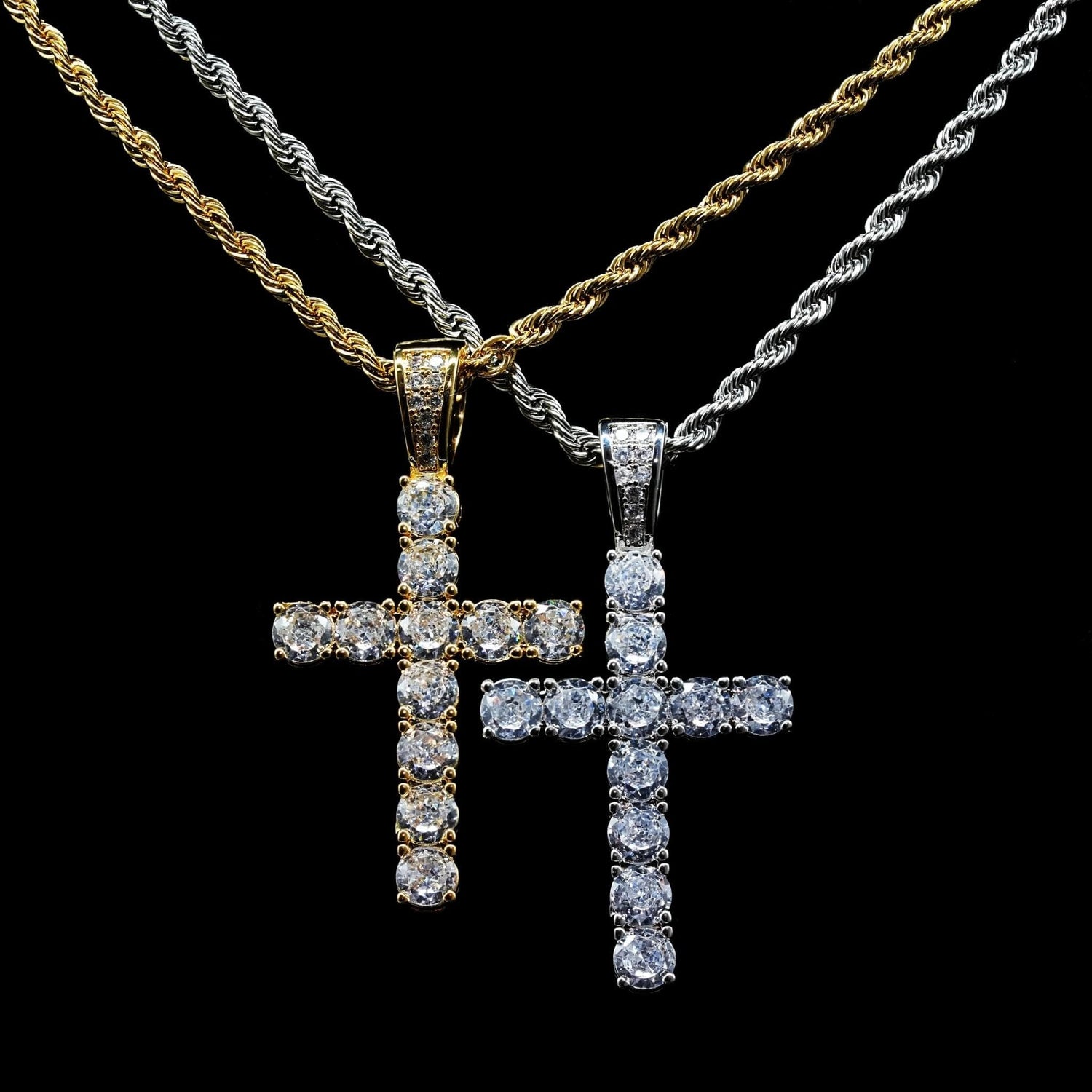 Colgante de cruz con collar de cuerda | 51 cm