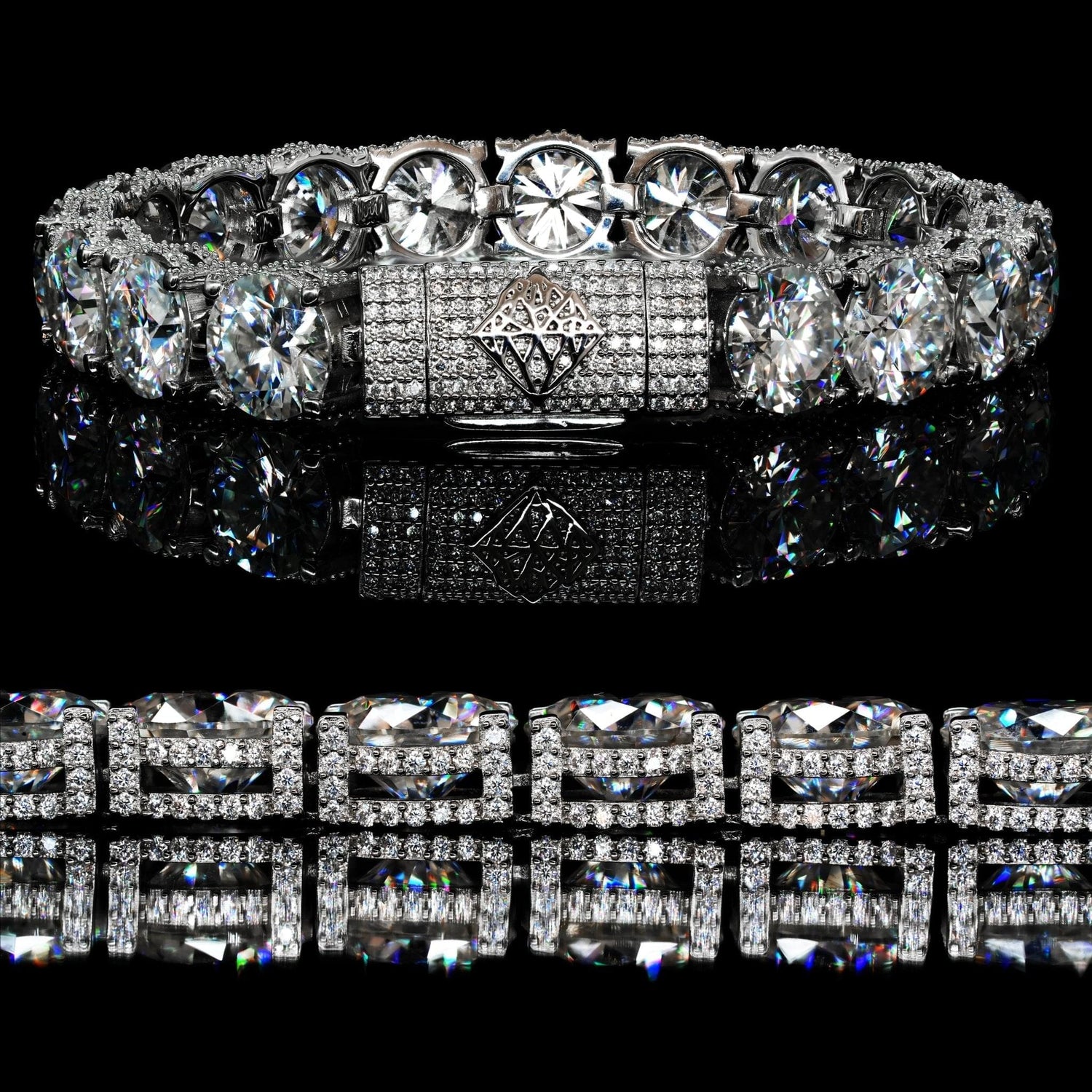 Pulsera tenis & cadena | Plata 925 | moissanita | 10mm